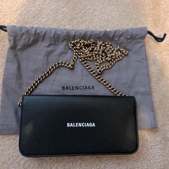 Balenciaga Black Leather Chain Wallet - Picture 1 of 1